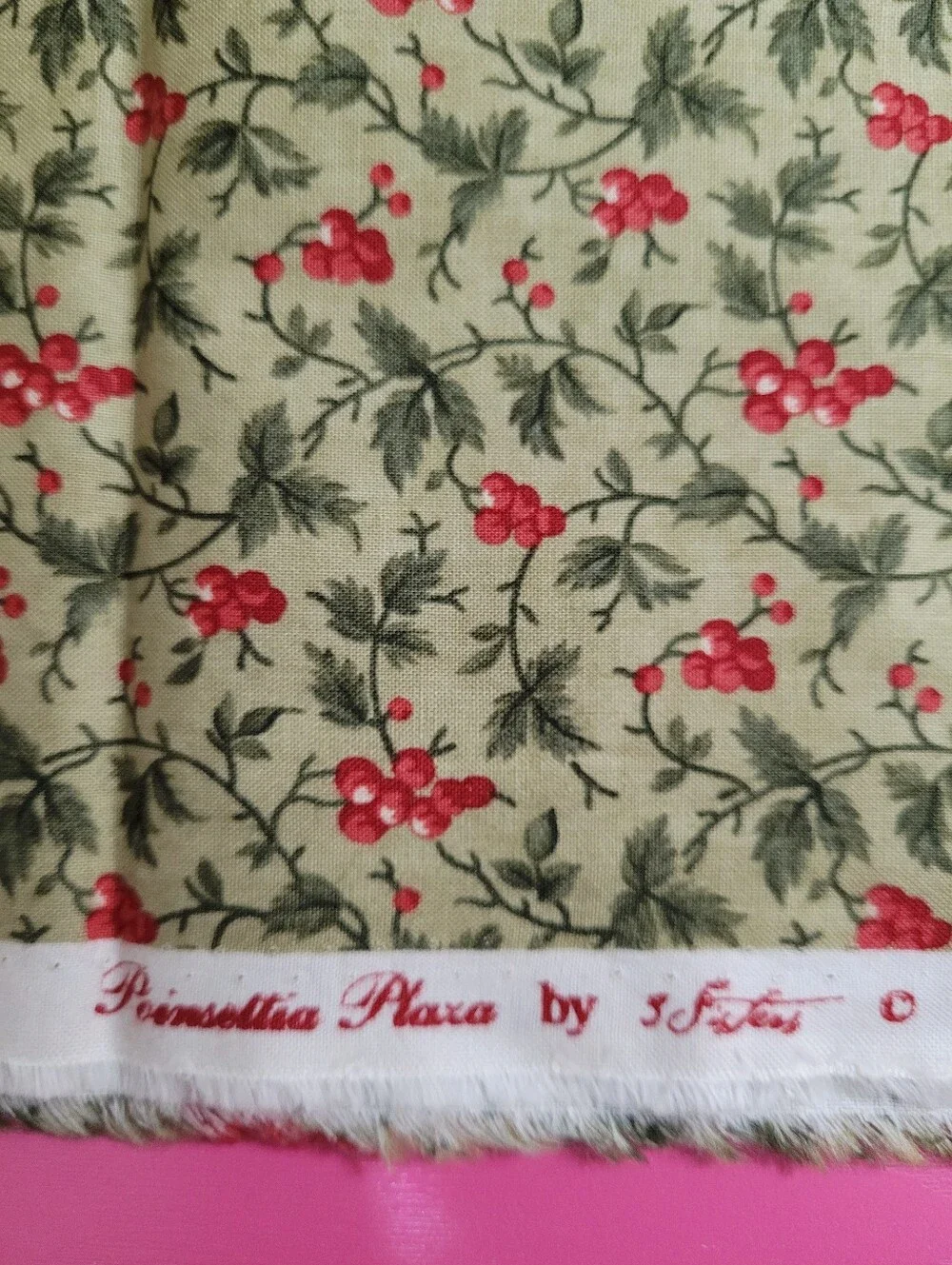 Poinsettia Plaza By 3 Stitches Cotton Sewing Fabric Stock#44294 (1017)